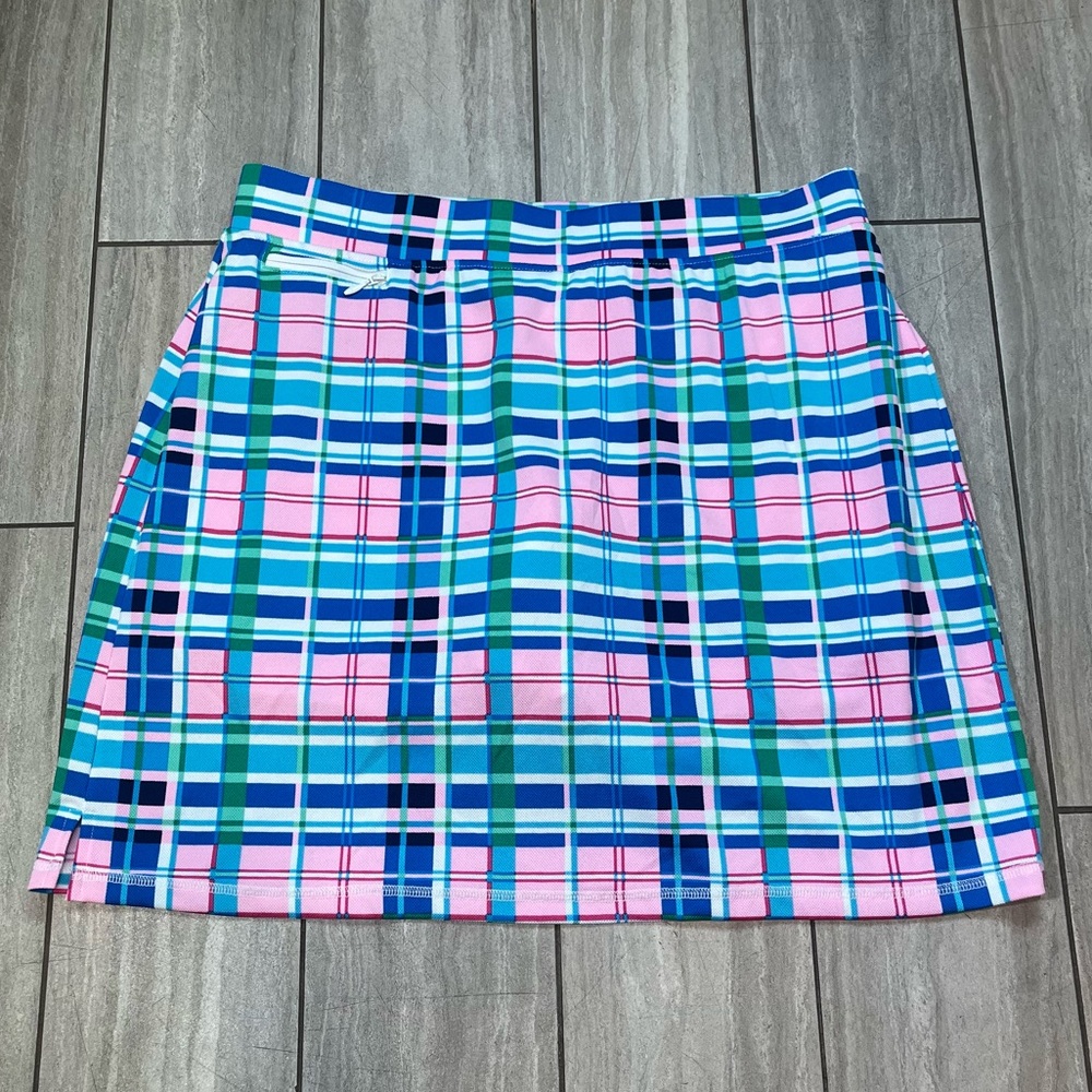 Talbots Skort Womens Large Pink Blue Plaid Activewear Golf Tennis Preppy Skirt - Picture 1 of 4